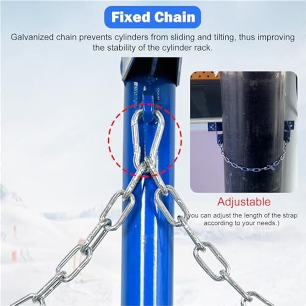 Soporte de pared para cilindro de gas, soporte de acero para pequeñas botellas de propano y oxígeno, soporte cilíndrico con cadena protectora