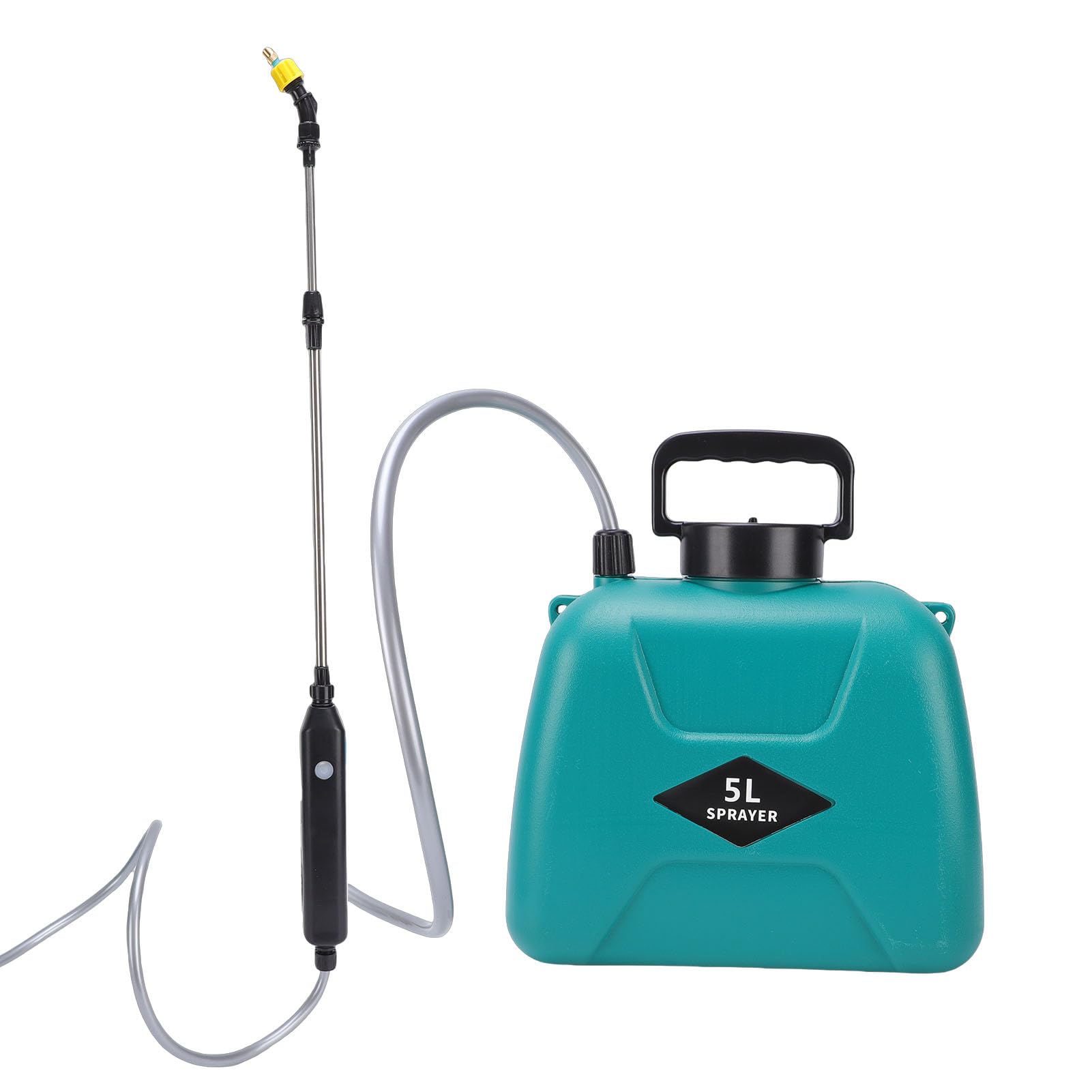 Spruzzatore Elettrico da Giardino da 5 Litri, Interruttore Senza Sforzo, 3 Ugelli Nebulizzatori, Bacchetta Retrattile, Indicatore Digitale, per Irrigazione, Fertilizzazion