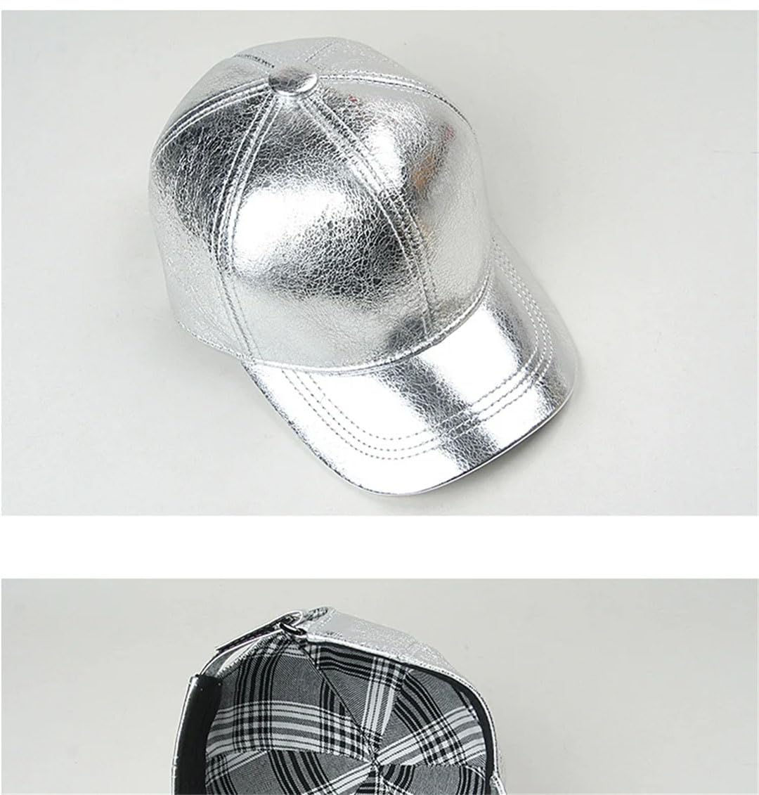 Gorra de béisbol unisex de piel auténtica para hombre y mujer, para exteriores, brillante