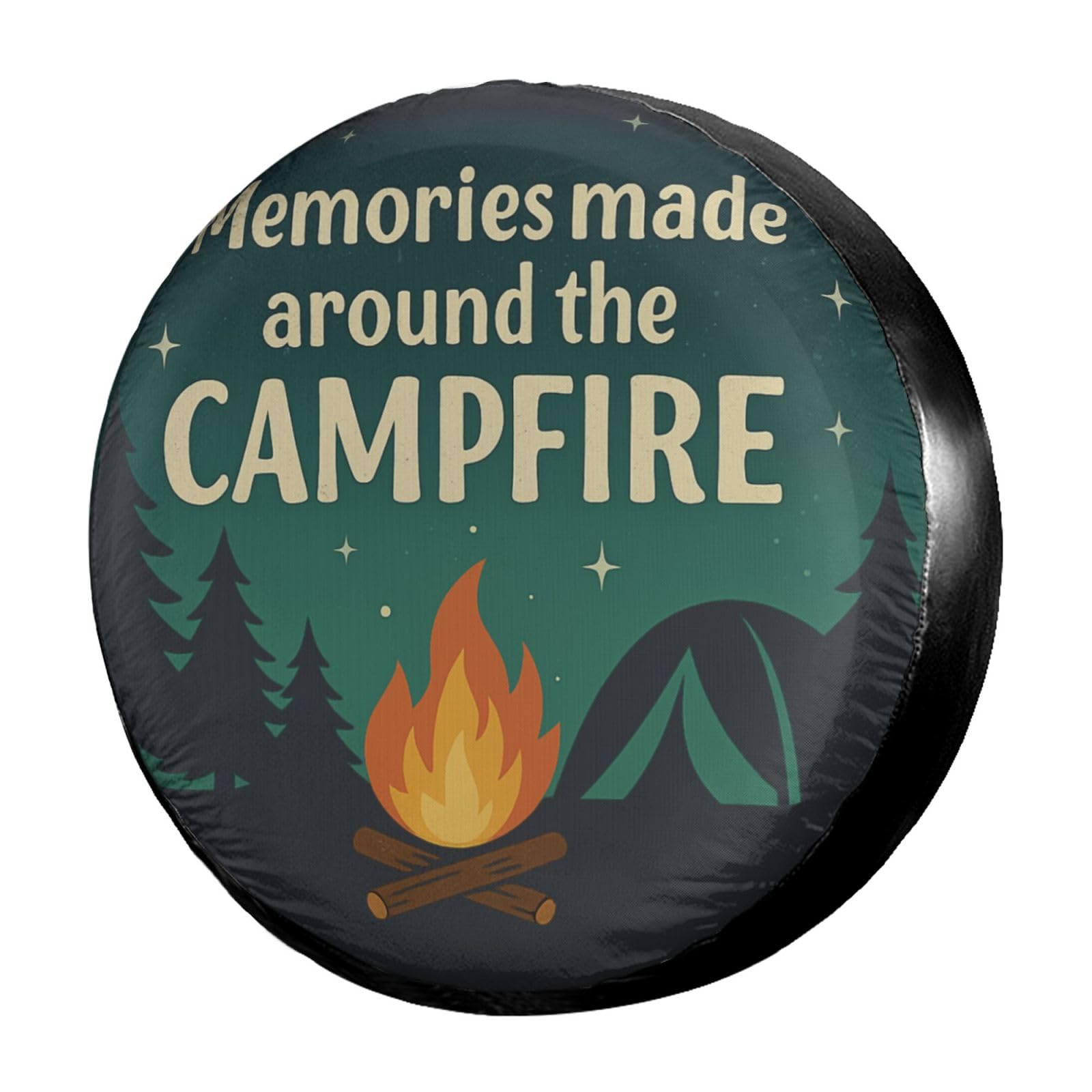 Dujiea Camping Fire Memories Spare Tire Cover, Universal Wheel Tire Cover Waterproof Dust-Proof Tire Protectors for Trailer Rv SUV Truck Camper and Many Vehicle 14 15 16 17 Inch