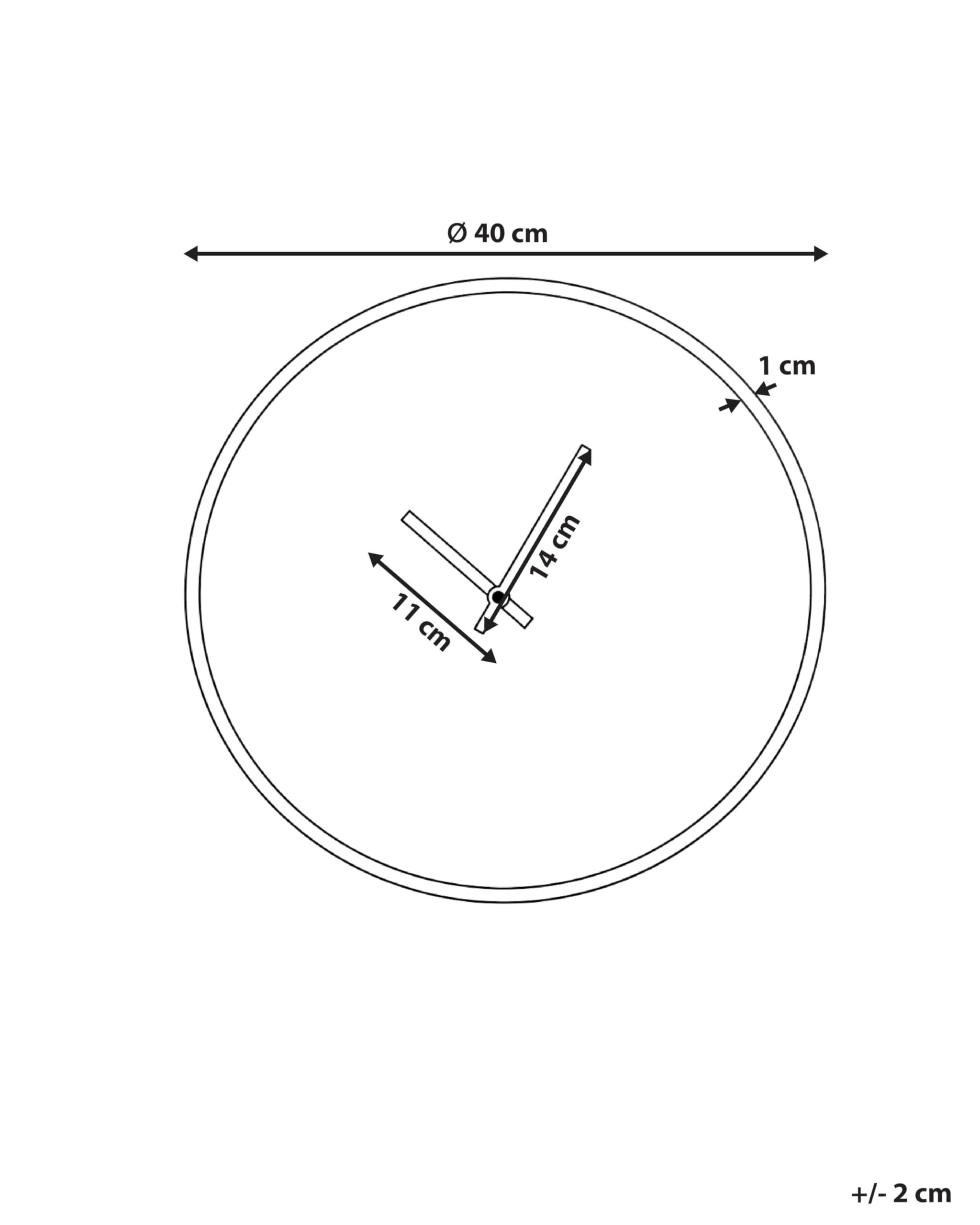 Beliani Reloj de Pared Moderno Industrial de Estilo Minimalista en Tono Dorado MDF Negro Mate Lucens