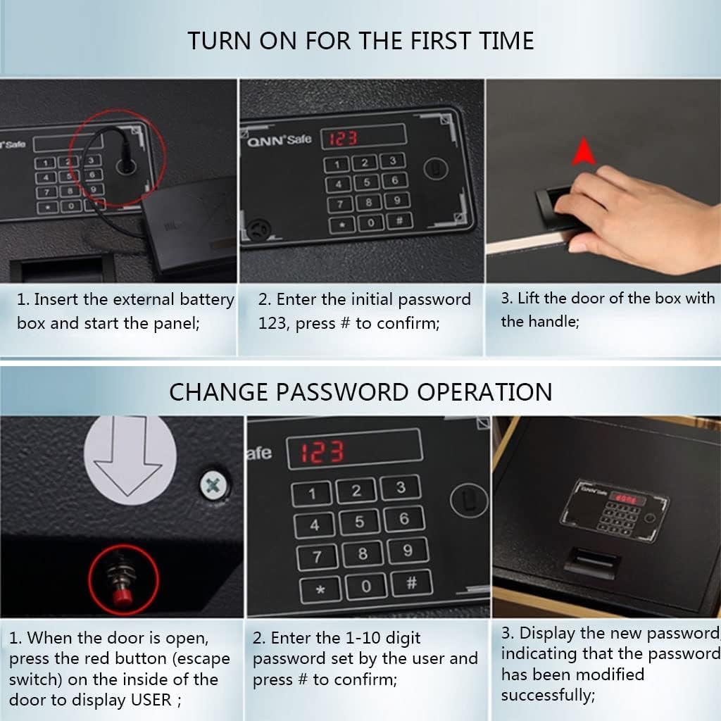 Safes Security Password Safe Security Code Lock Cabinet Safe Storage Box to Guard Money Cash Jewelry Key for Home Office Hotel