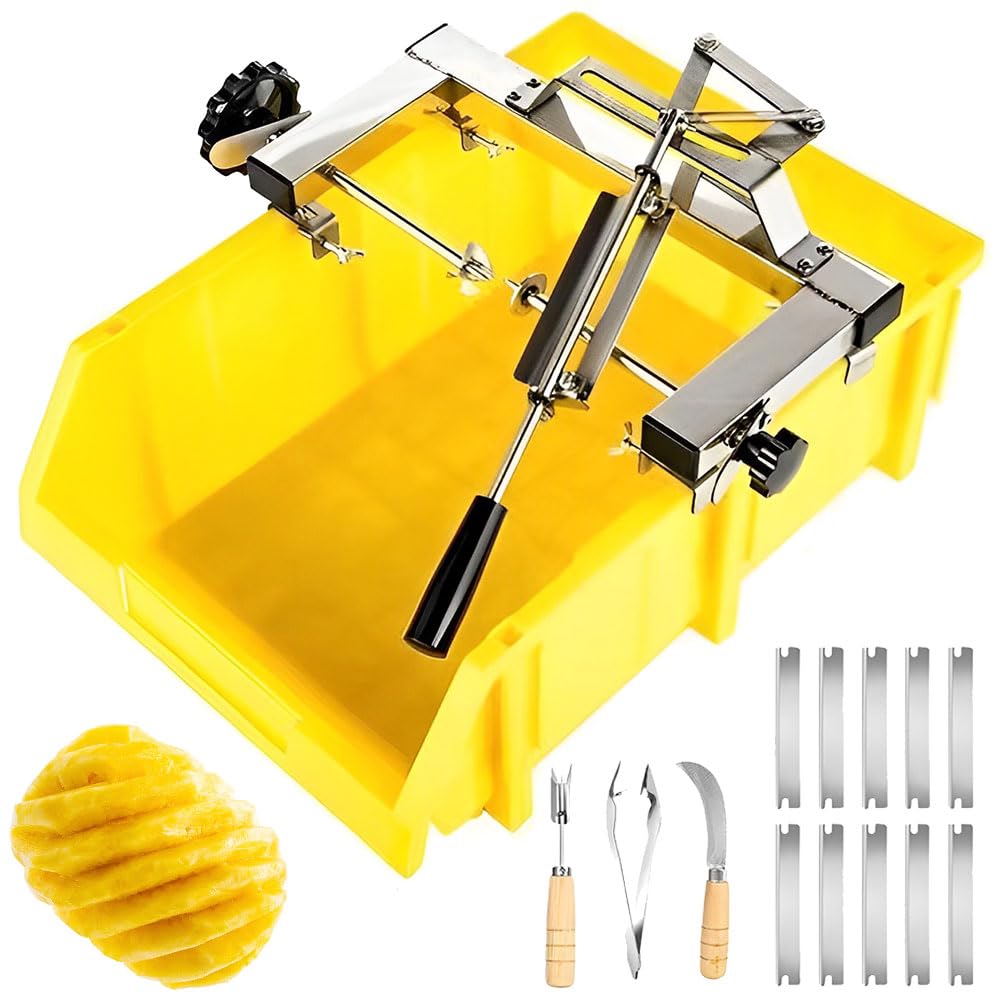 Pineapples Peeling Coring Machine, Stainless Steel Pineapple Knife Peeler, Both Sides Retractable, Fruit Peeler Machine Kit Different Sizes Pineapple B