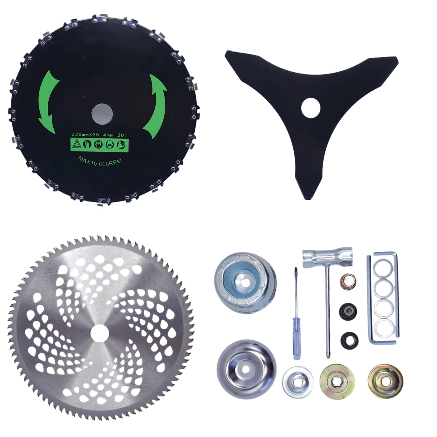 Kit de cuchillas de corte de cepillo para Weedeater, dientes de motosierra de 9 pulgadas x 20T, punta de carburo de 10 pulgadas x 80T, cuchillas de acero al carbono de 10 pulgadas x 3 dientes, se
