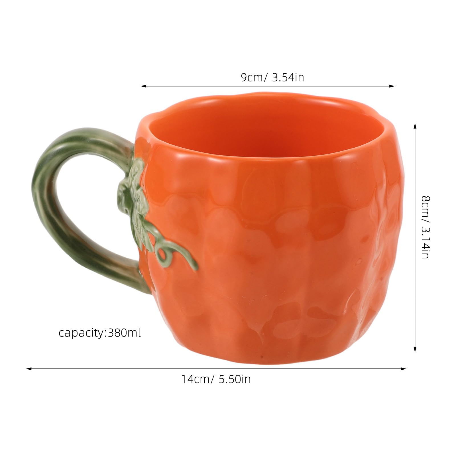 NUOBESTY Taza de Cerámica con Forma de Calabaza Y Asa, 380 Ml/12,8 Oz. Taza de Café con Temática de Halloween para Café, Té, Agua, Leche, Chocolate Caliente Y Decoración Navideña.