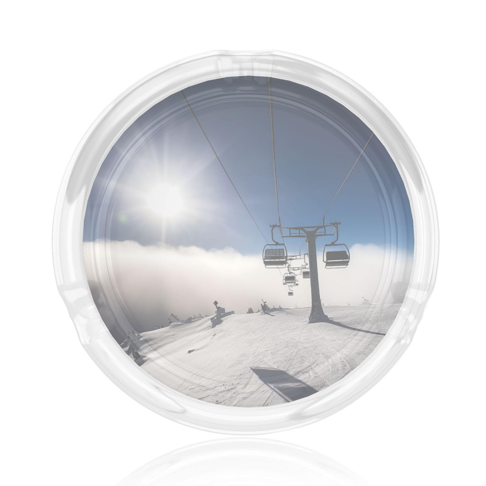 Glass Ashtray for Cigarettes Portable Decorative Modern Cigarette Ash Tray Ski Lift at Sunshine Round Cigar Ashtrays Holder Cute Cool Tabletop Ashtray for Office Home Indoor Outdoor
