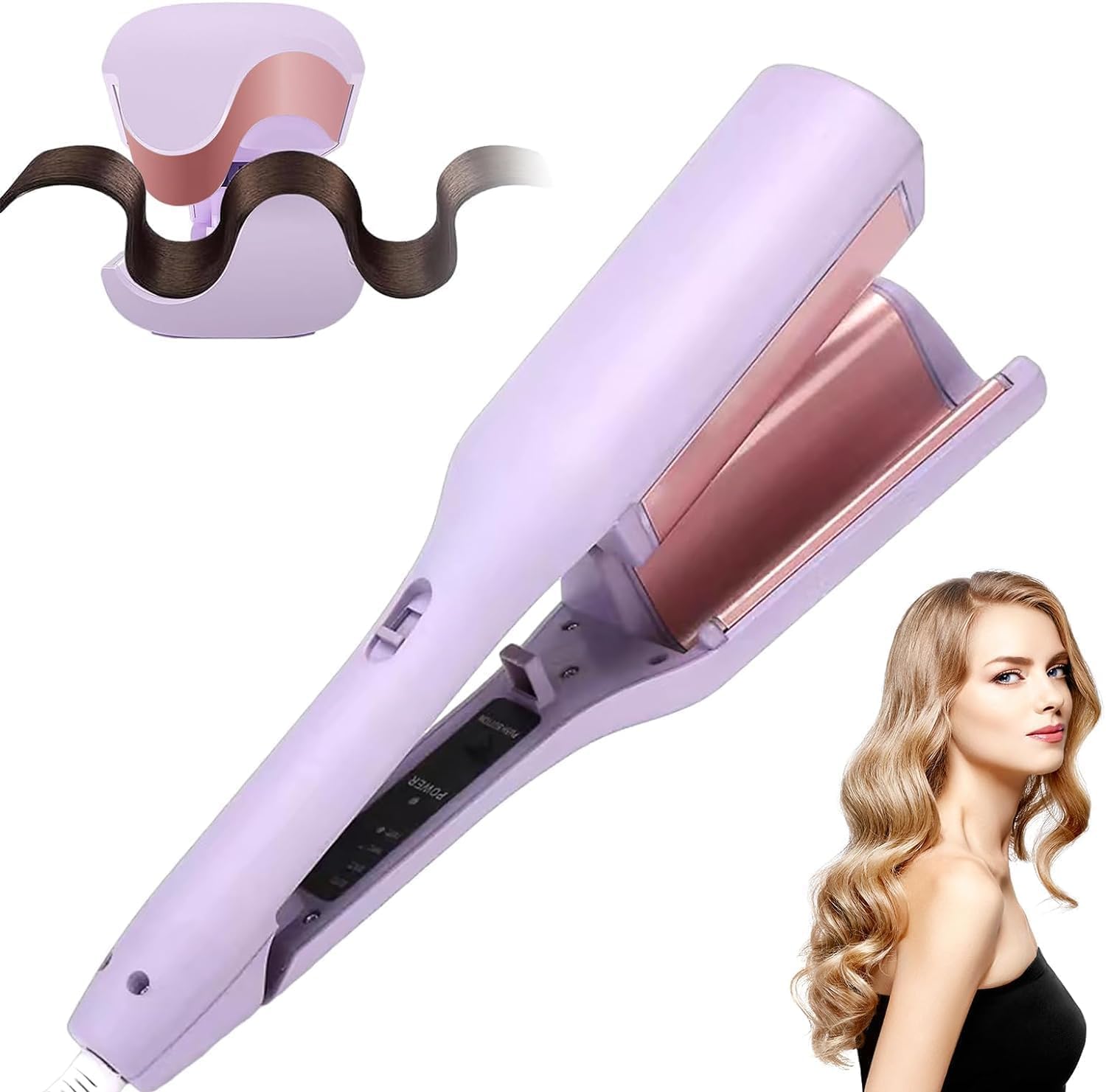 2 Barrel Wave Curling Iron 32MM – Ionic Hair Waver with Ceramic Coating, 4 Heat Settings, Quick Heat-Up & Frizz Control – Deep Wavy Hair Curler for Women-image-4