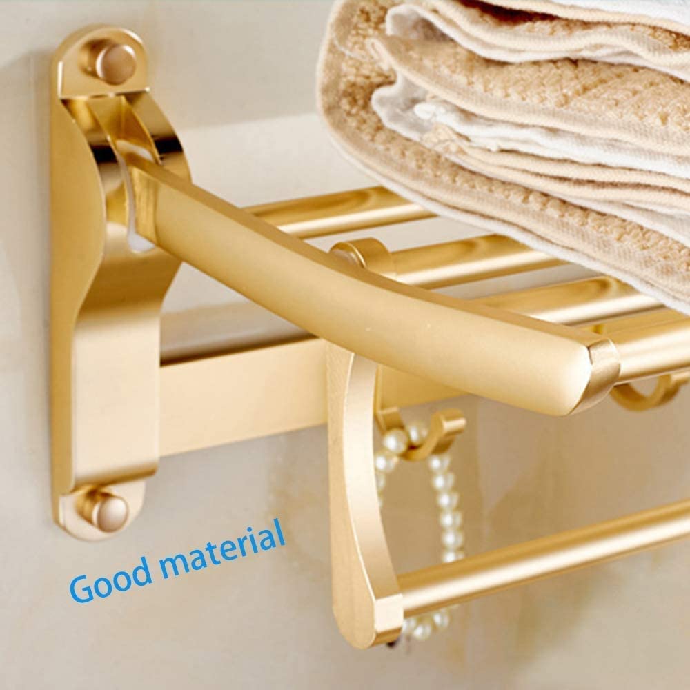 Rack Toallas Toallero Plegable De Doble Pared con Ganchos, Aluminio, para Cocina, Baño, Hotel Y Oficina Accesorios De Baño