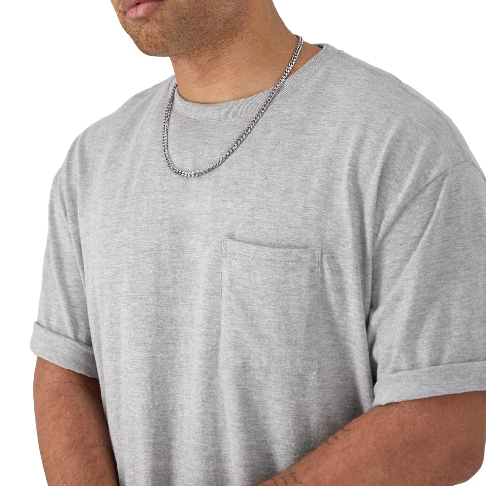 Champion Koszulka męska, klasyczna bawełniana koszulka z kieszonką, miękka (duża i wysoka), Oxford Gray, 6XL
