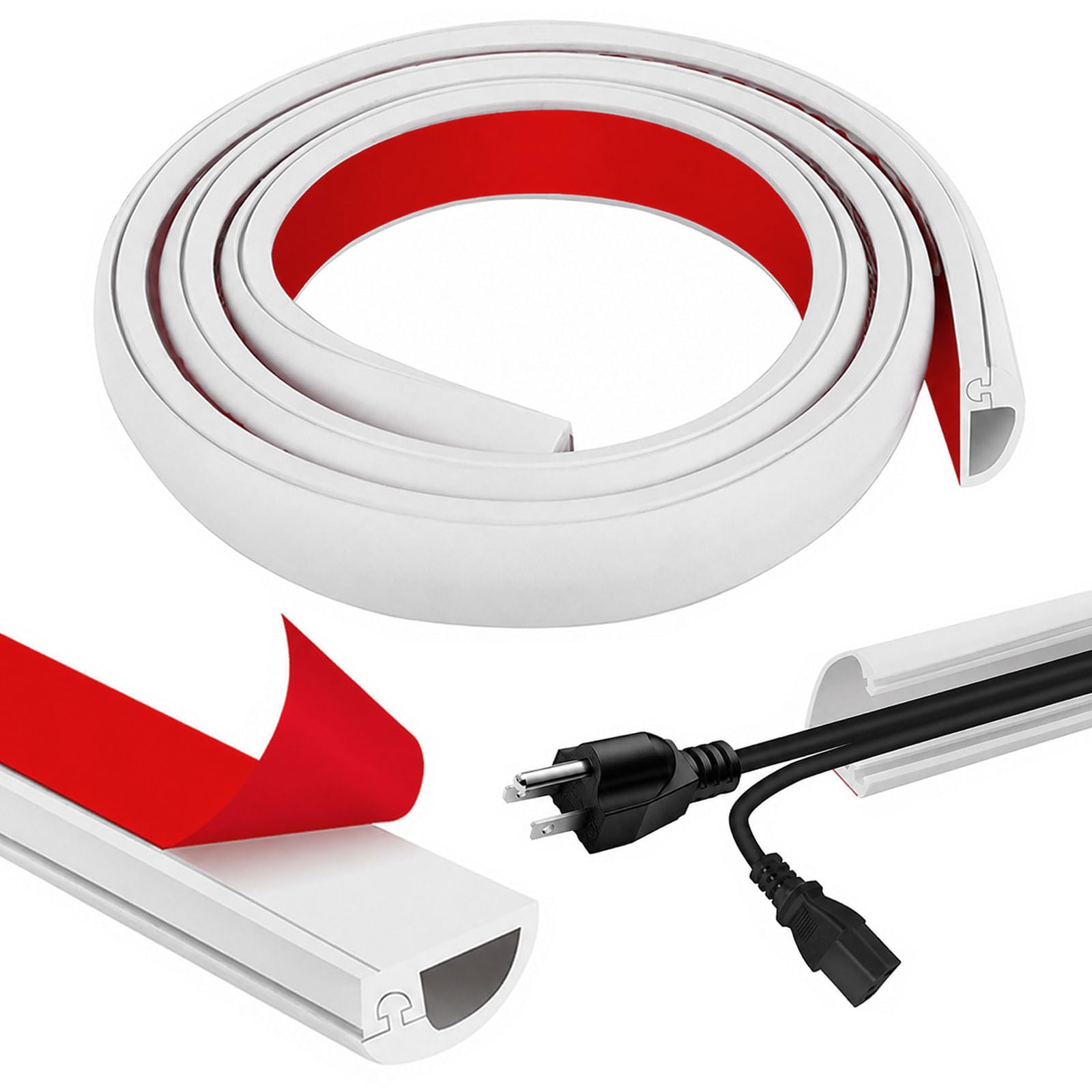 6 m Silicone Cable Trunking 22 mm x 11 mm Half Round Cable Cover