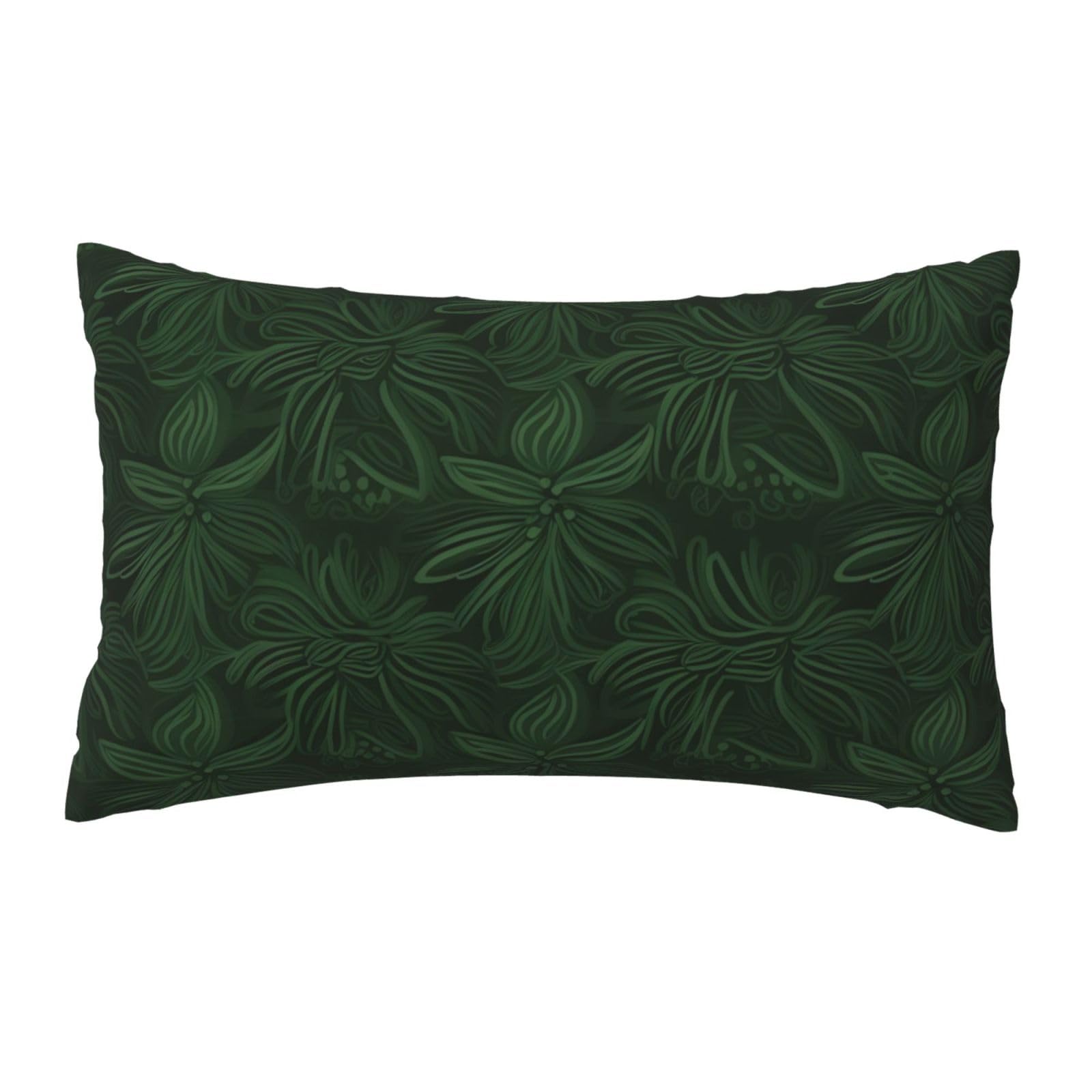 FodPand Luxury Velvet Pillow Cases 12 x 20 inch Super Soft Decorative Throw Pillow Covers - Hunter Green Floral Petals Pattern Pillowcases Modern Lumbar Cushion Cases for Couch Sofa Bed Pillow Shams