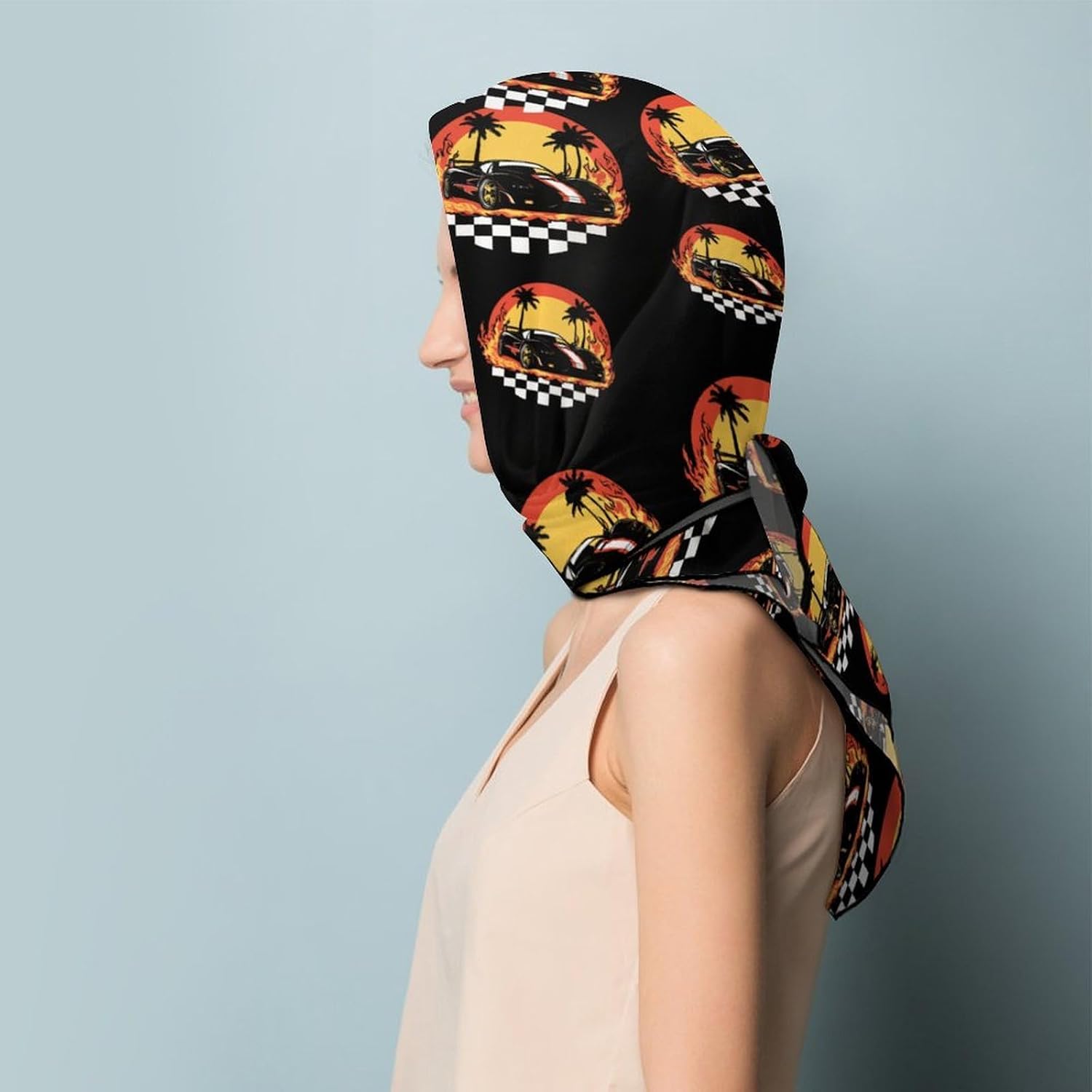 Us Muscle-Car Racing Bandana Fashion Head Scarf Square Silk Scarf Print Neck Hair Scarfs for Women Men Gifts