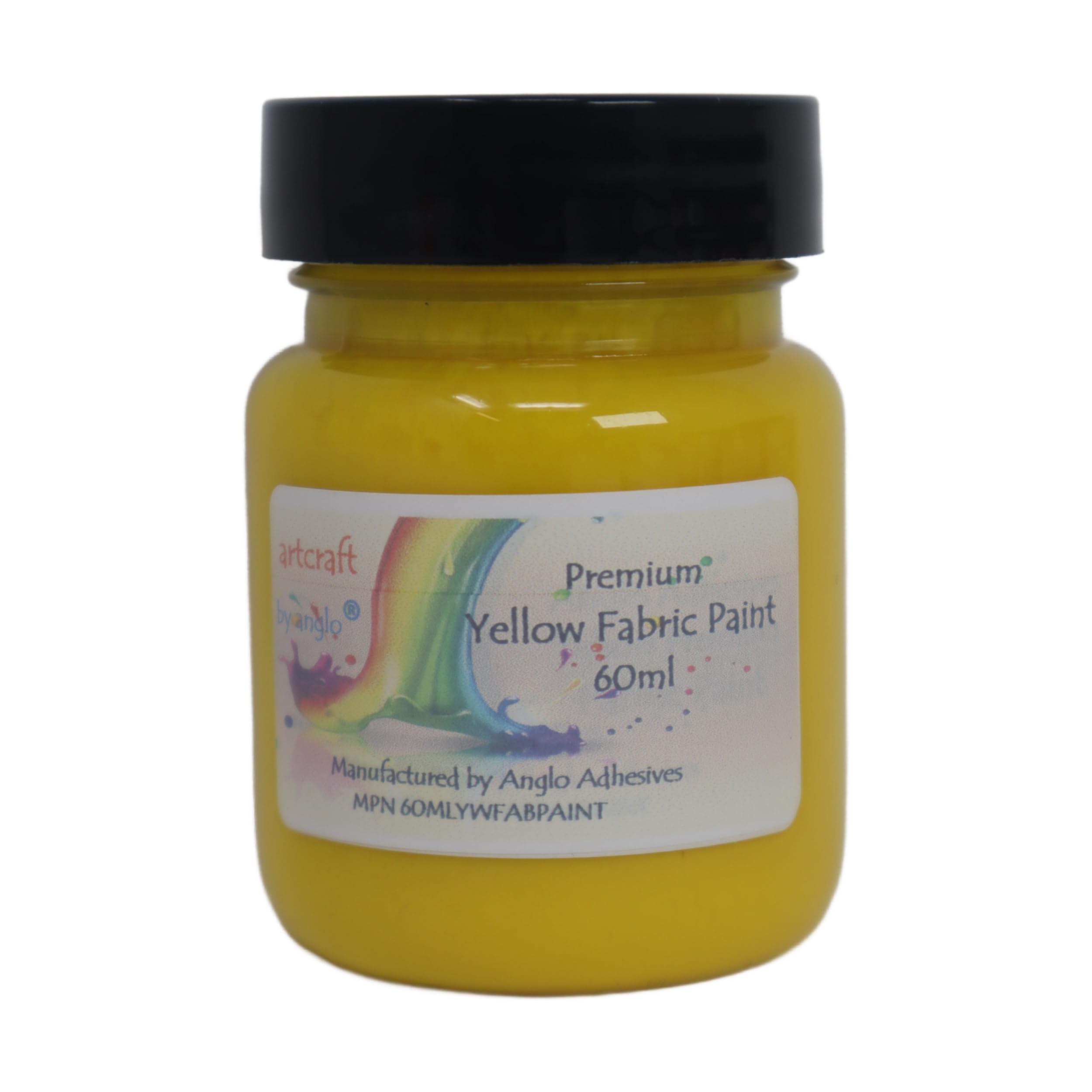 artcraft by anglo Fabric Paint Permanent for Clothes.Textiles Fabric Paints in 60ml. Ideal for Painting Clothes, T-shirts, Jeans, Bags & Canvas Shoes. (Yellow)