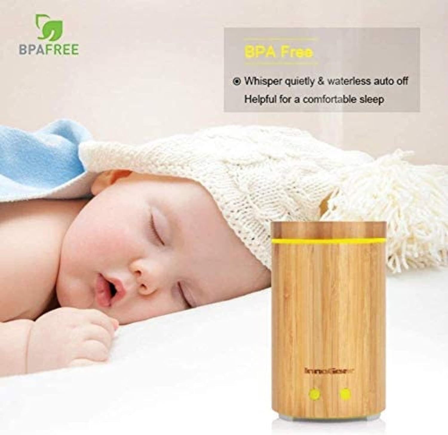 Prawdziwy bambusowy dyfuzor olejków eterycznych Sonic Aroma Dyfuzor Cool Mist Nawilżacz Bez BPA Bez wody Automatyczne wyłączanie