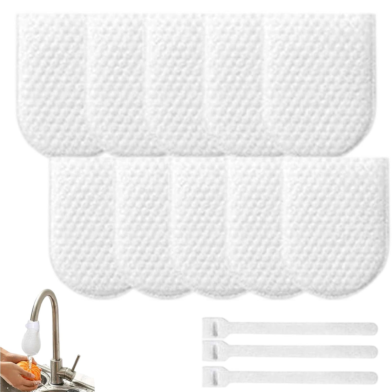 Universal Faucet Filter Cotton Bag for Kitchen Sink, Thick Non-Woven Anti-Splash Bag Traps Rust & Sediment, Visible Filter Kitchen Bathroom Household Water Purification (10PC)