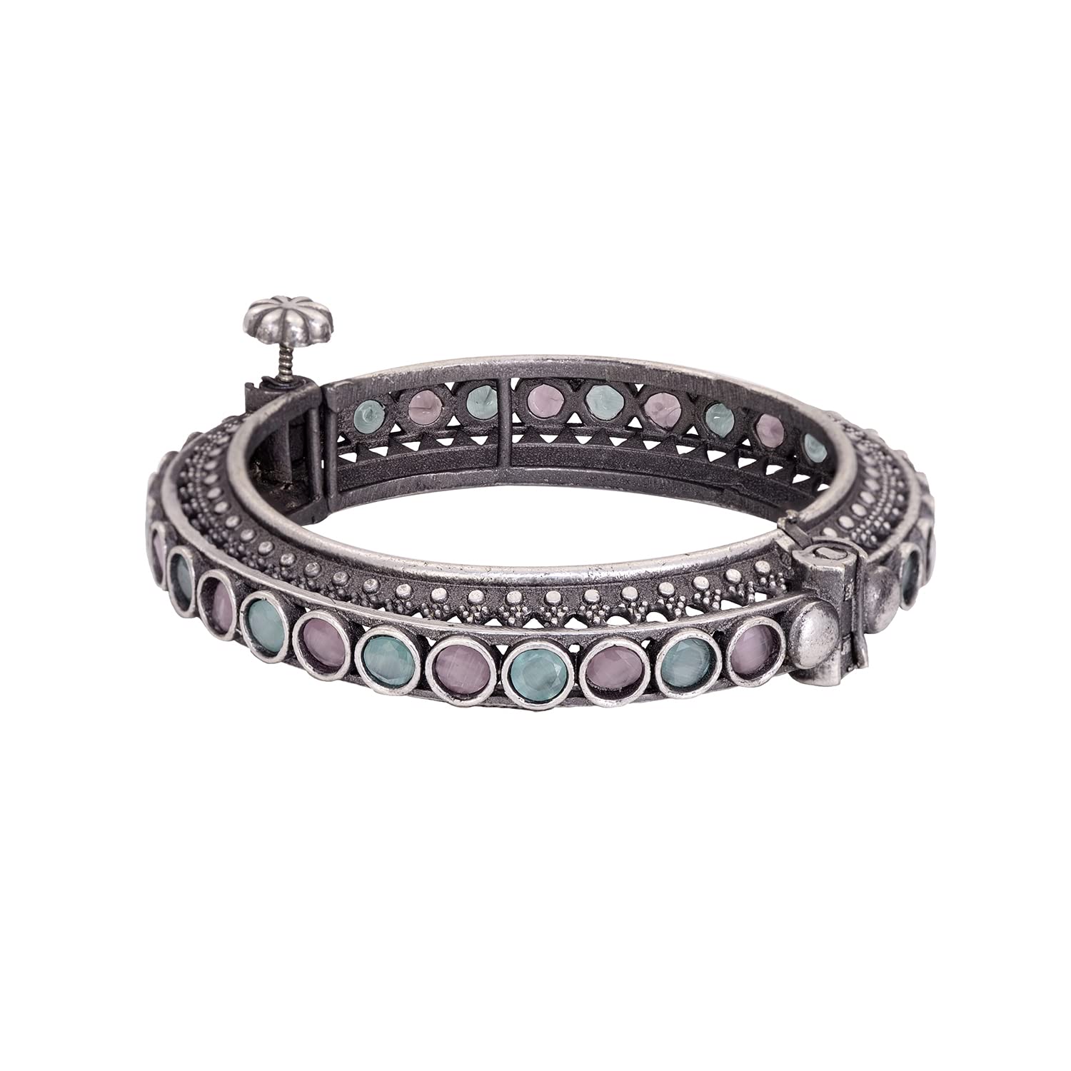 See full amazon price history chart for SARAF RS JEWELLERY-Oxidised Rhodium Pink Mint Stone Studded Openable Kada Bracelet SARAF RS JEWELLERY-Oxidised Rhodium Pink Mint Stone Studded Openable Kada Bracelet (B09PRCN1MD) Amazon Price History, Amazon Price Tracker