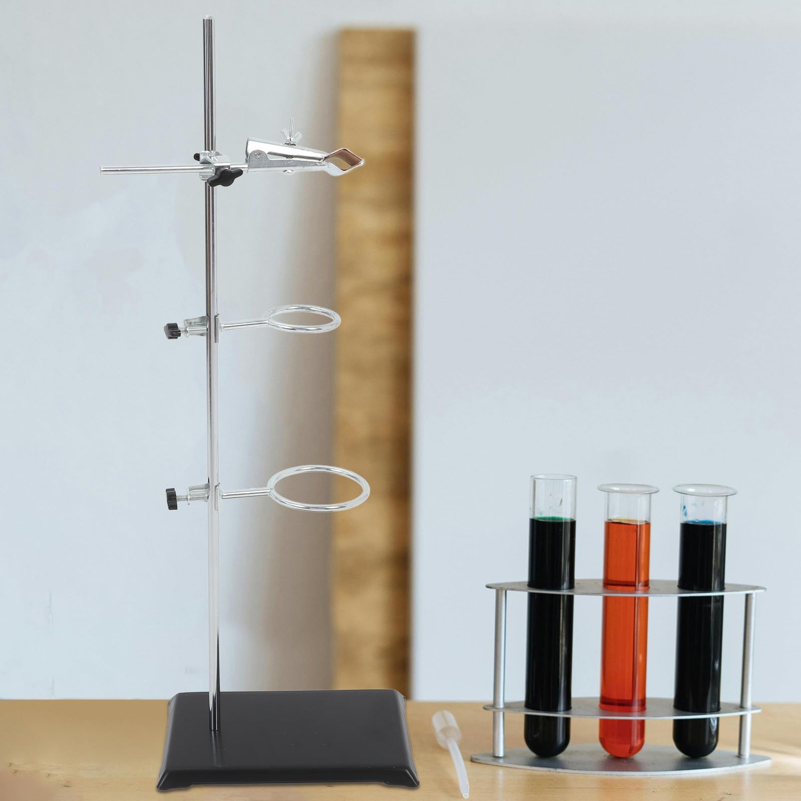 LIFKOME Soporte De Laboratorio Metálico Base Ancha Soporte De Embudo y Abrazadera Para Adecuado Para Enseñanza y Experimentos Científicos