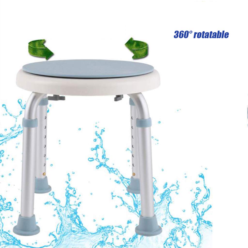 Asientos de Ducha para discapacitados Giratorio Redondeado Taburete de baño/Ducha Silla de bañera con Almohadilla Antideslizante para Las piernas Asiento Giratorio Ayuda de Movilidad para Ancianos