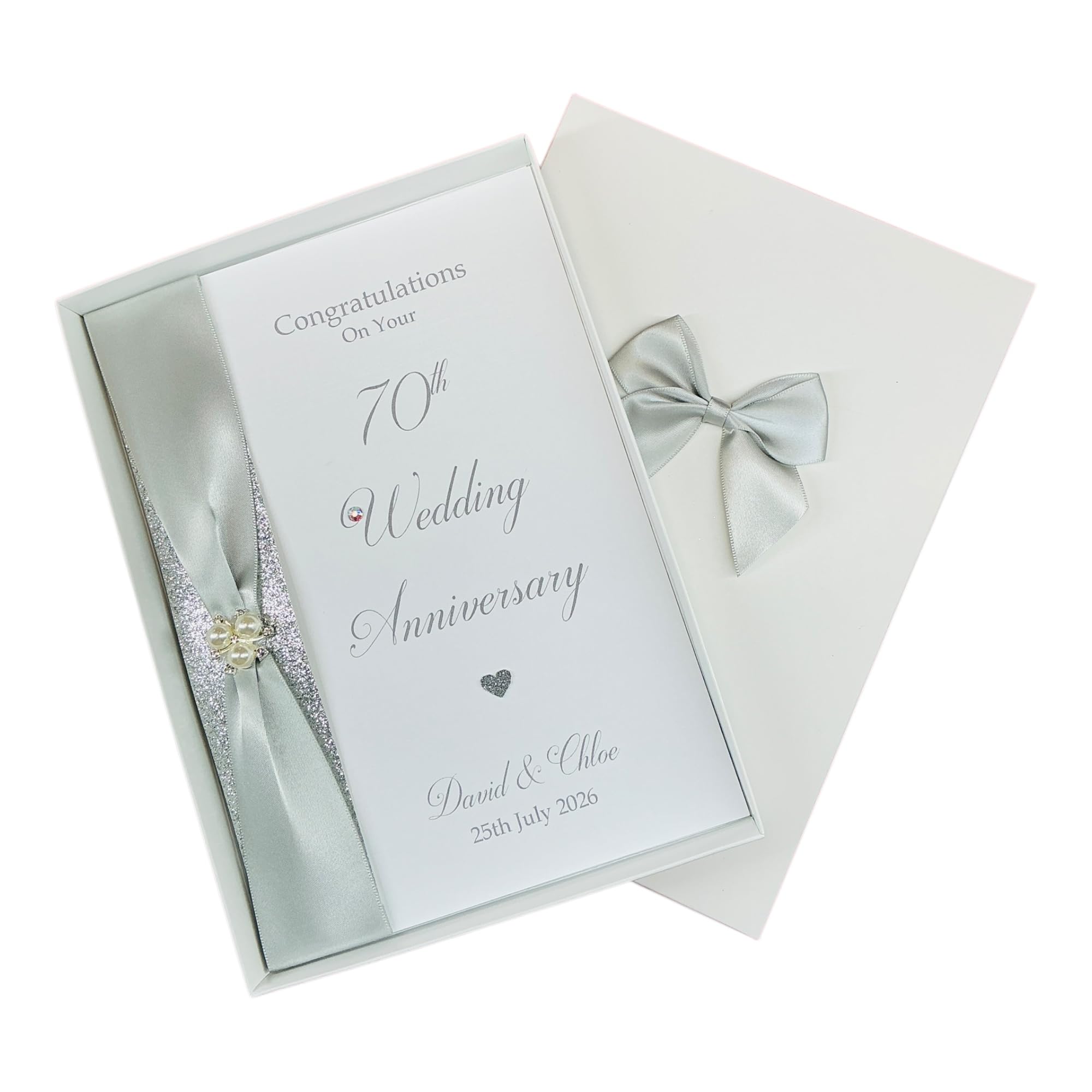 70th Wedding Anniversary Card - Platinum 70 Year Seventieth Anniversary Luxury Greeting Card, Personalised Gift for Wife, Husband, Couple, Friends - A5 Card - 20 Colours to Choose