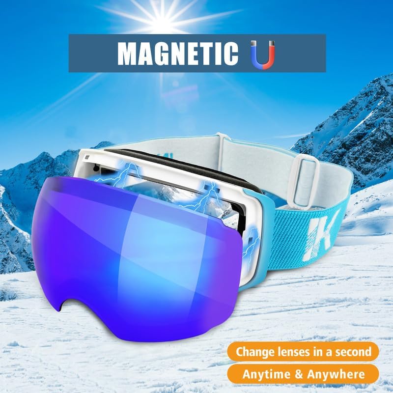 Miniatura 4 de Gafas de esquí, gafas de nieve para adultos, hombres, mujeres y jóvenes, lentes intercambiables de snowboard (sin marco)