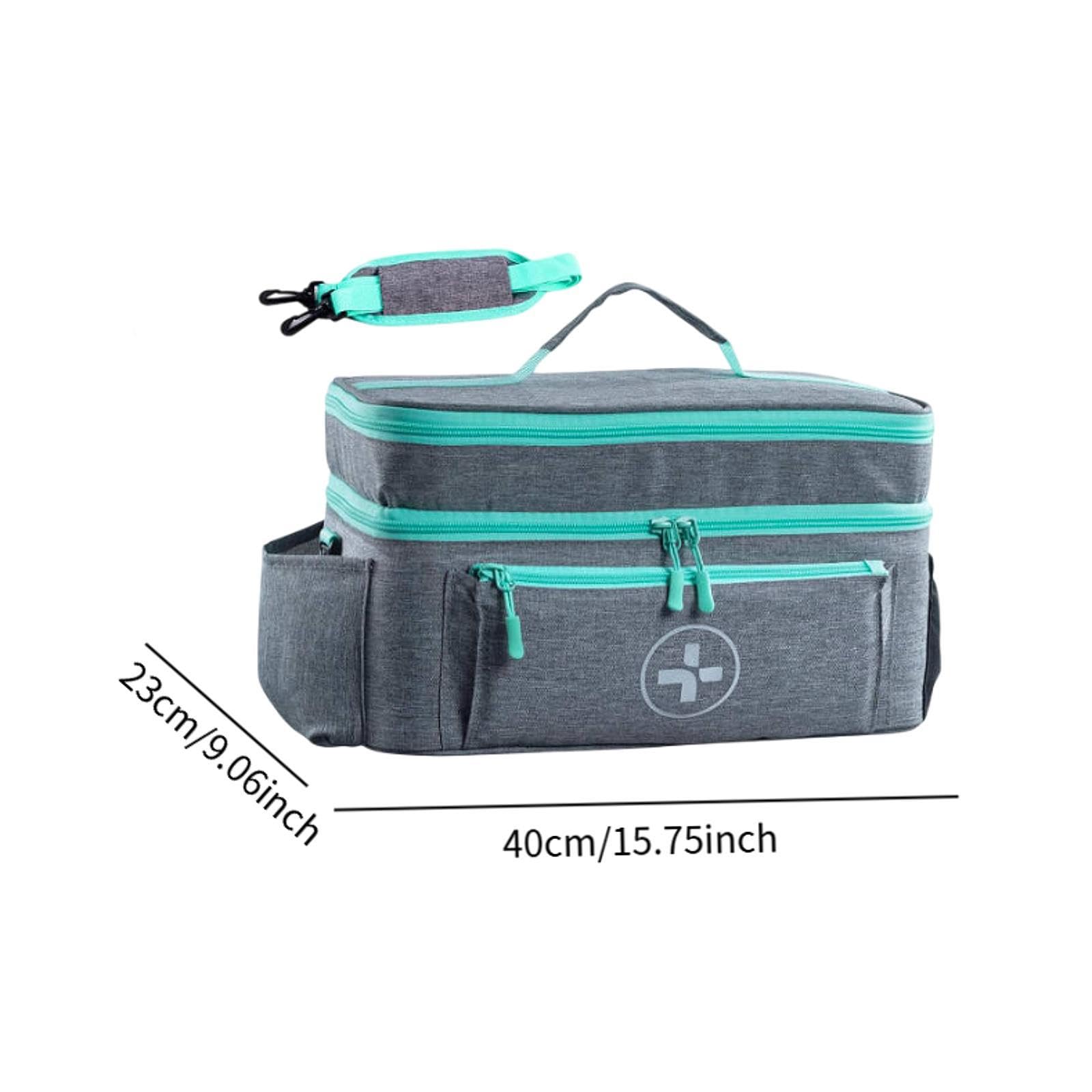 Trousse de Secours Vide Pochette D'Urgence Sac Rangement Transport Médicaments Polyester Poignée Détachable Adaptée Maison Cadeau, Gris