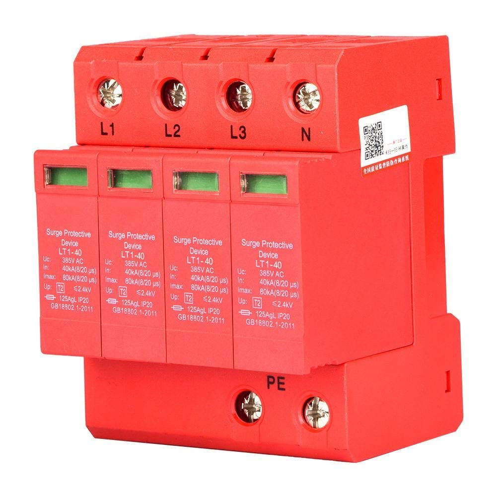 Scaricatore Sovratensioni 4P 385V 20A 40KA per Protezione Casa Ufficio e Impianti Elettrici a Bassa Tensione