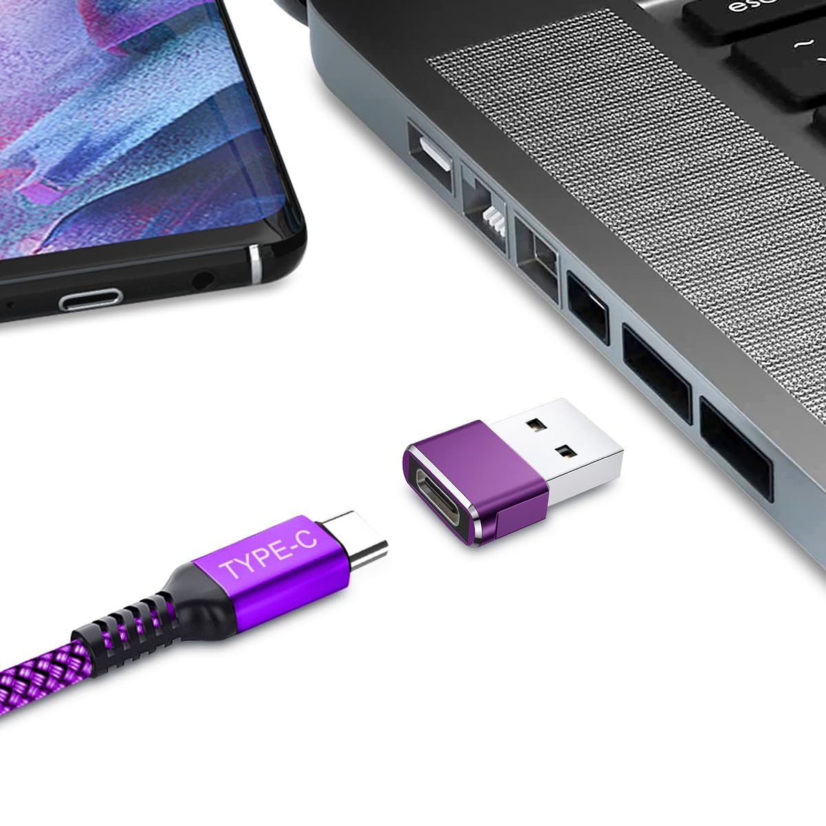 BASESAILOR Cavo USB-C a C 100W 3M con Adattatore USB,Caricatore Rapido 20V/5A PD per MacBook,iPad Pro 2022 Generazione,iPhone 15 16 Pro Max,Samsung Galaxy Z Flip Fold5 S24 S23 S22 S21 S20 S10 A54 A53