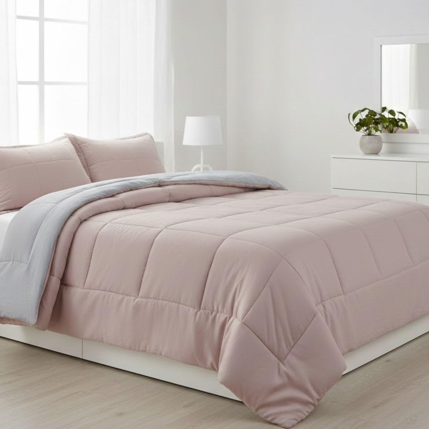 DONATELLA EDREDON Bicolor Tierra | Edredón Nordico Bicolor Reverisble | Duvet Microfibra Cálido Cómodo y Ligero | Calidad 400 gr - 105 cm., Rosa
