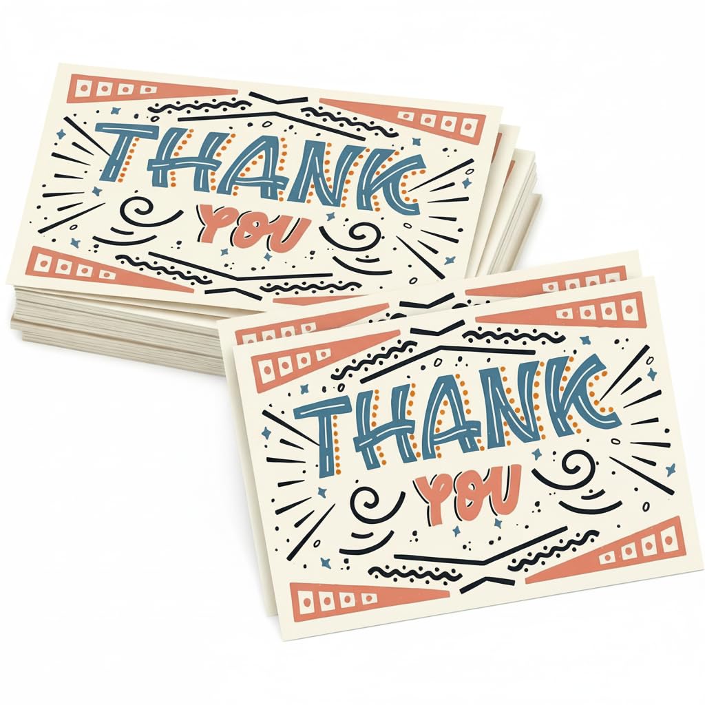 Nybrax 100 Pack Thank you cards, Thank you greeting cards, Special Appreciation Card, Minimalist Small Thanks Greeting Cards, designed watercolour design thank you cards, for Teachers, Weddings
