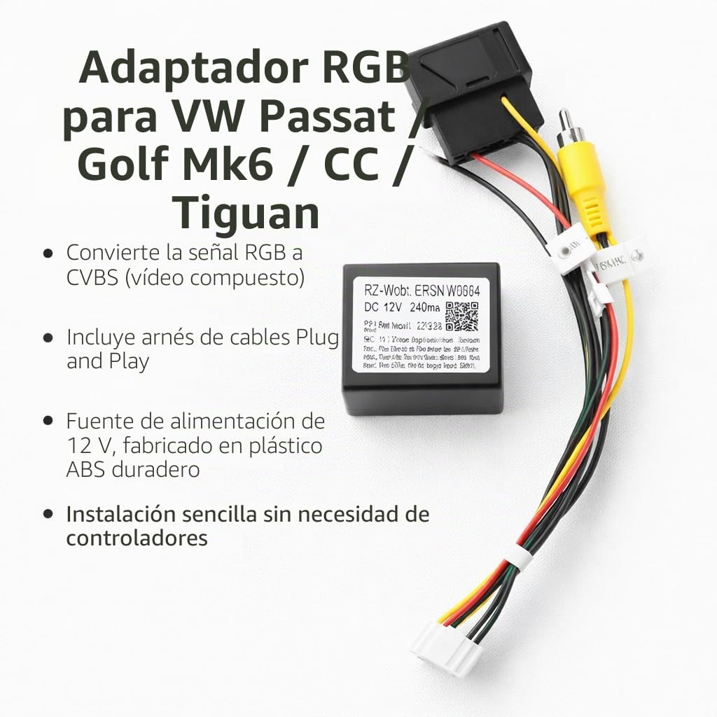 Adaptador Convertidor RGB, Convertidor RGB a AV, Adecuado para Magotan CC, Convierte RGB a CVBS