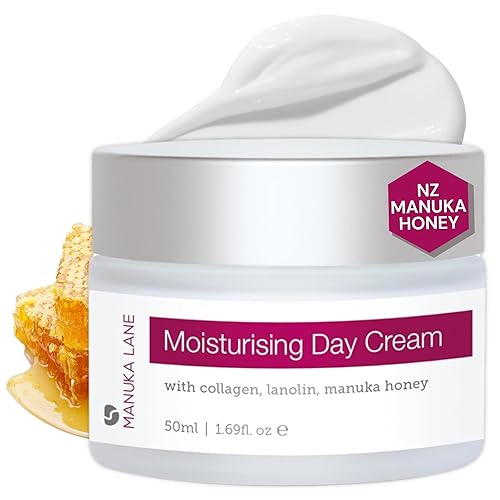 Manuka Lane Crema hidratante de día de lujo, la mejor crema hidratante para la piel con miel de Manuka real de Nueva Zelanda, colágeno hidrolizado y