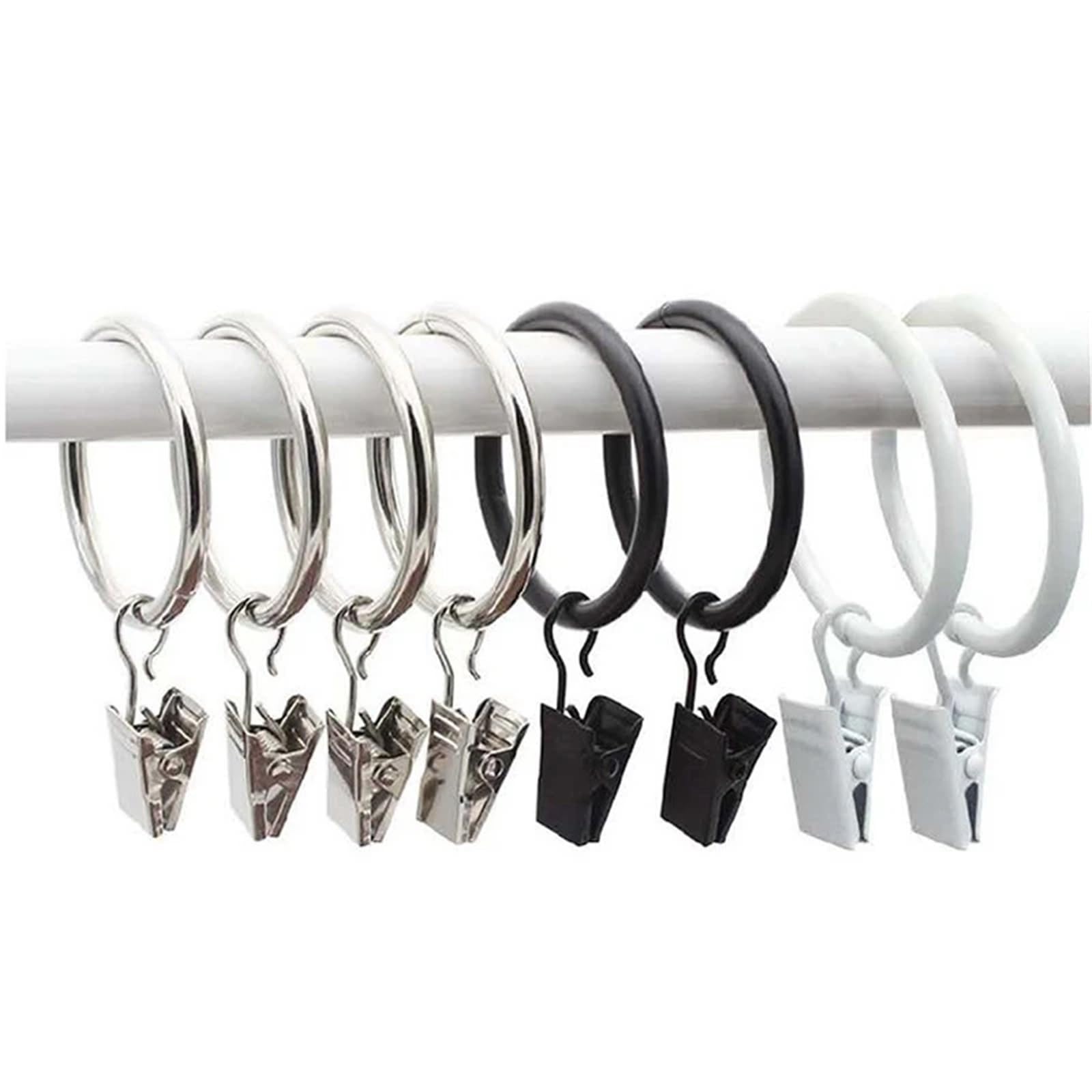 Anneaux de rideaux, Anneaux de rideau avec Clips, 50 pièces, Clip à boucle multicolore, accessoires modernes(Green Bronze,2.5cm D)