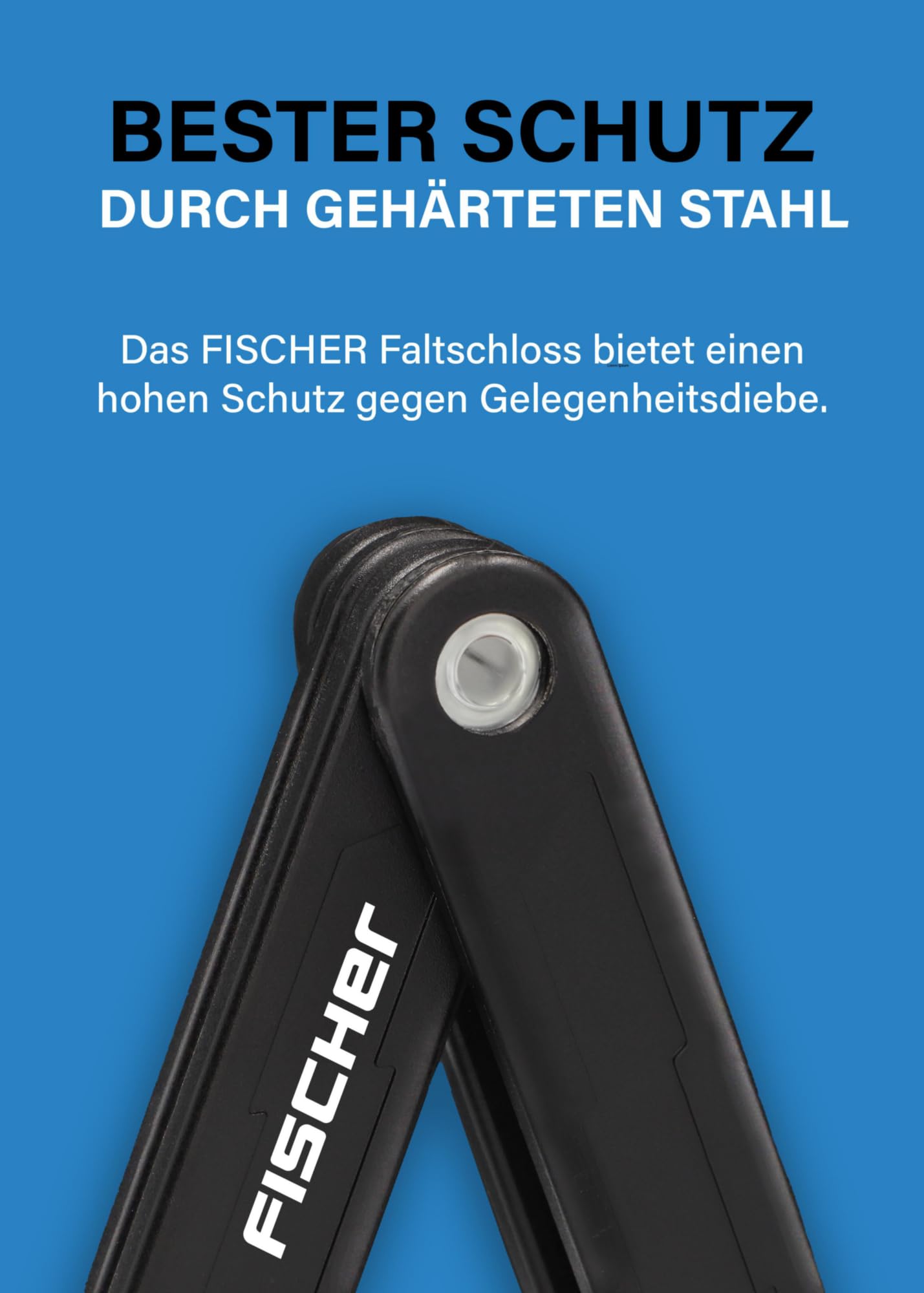 Fischer - Lucchetto pieghevole con supporto e 2 chiavi di sicurezza
