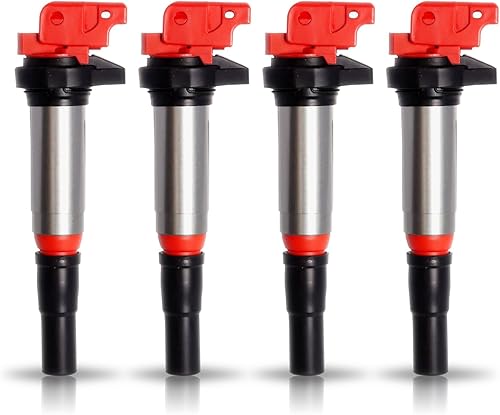ENA Juego de 4 bobinas de encendido rojas de 1.6 L compatibles con Mini Cooper 2007 2008 2009 2010 2011 2012 2013, Cooper Countryman 2011-2016,