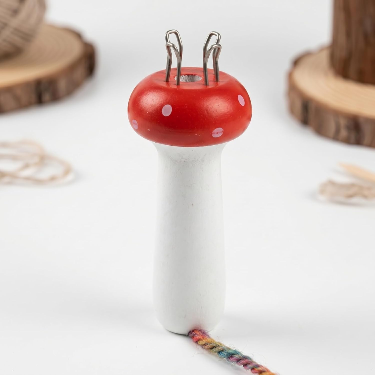 2Pcs Mushroom French Knitter Tool,4.1X1.6 in Handy Yarn Braider for Wool and Synthetic Yarn Design for Beginners and Experts for Knitting Enthusiasts