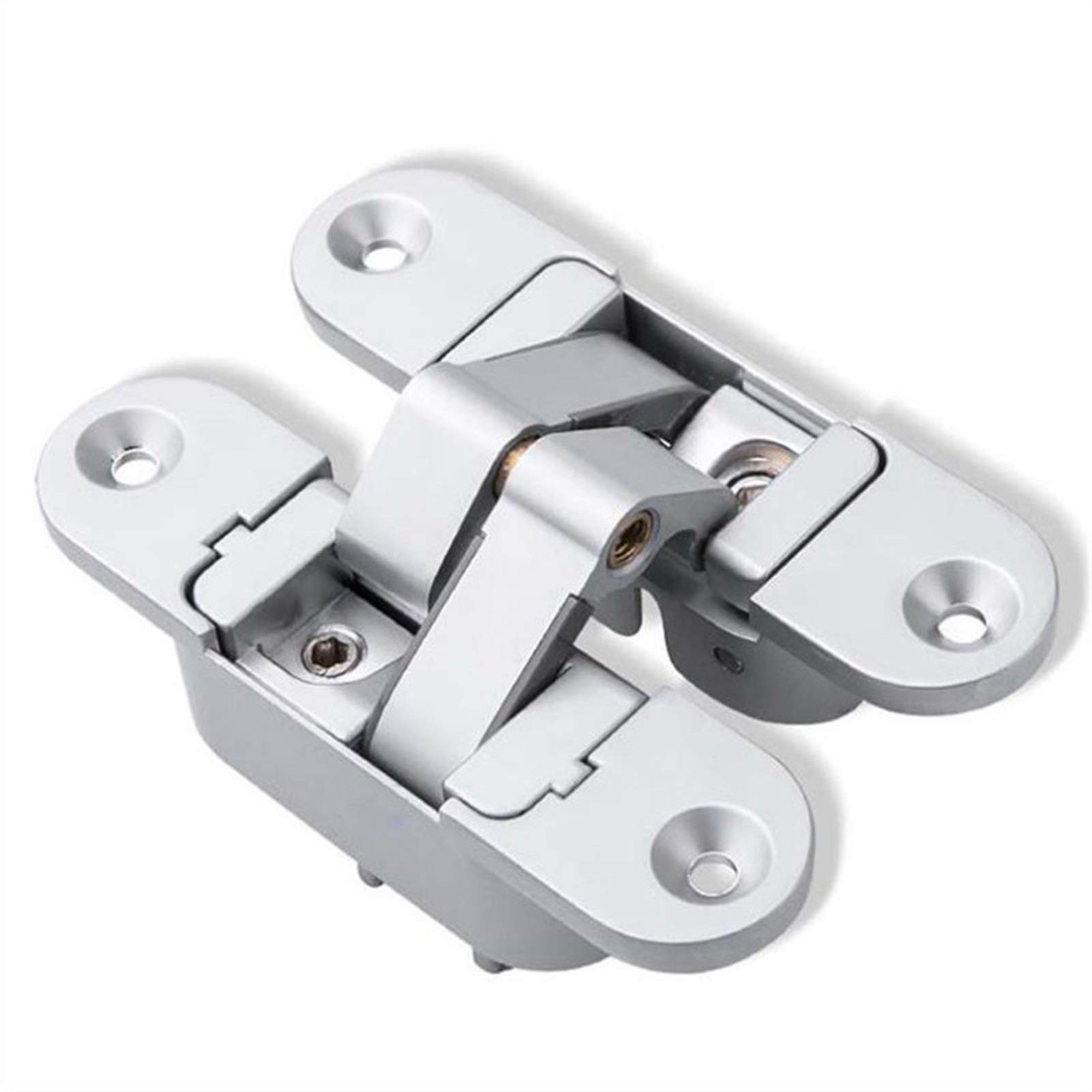 Three-Dimensional Invisible Door Hinges Wooden Door Folding Blind Doors Cross 180° Inside and Outside Open Hidden Hinges Concealed Cross Door Hinges(Silver)