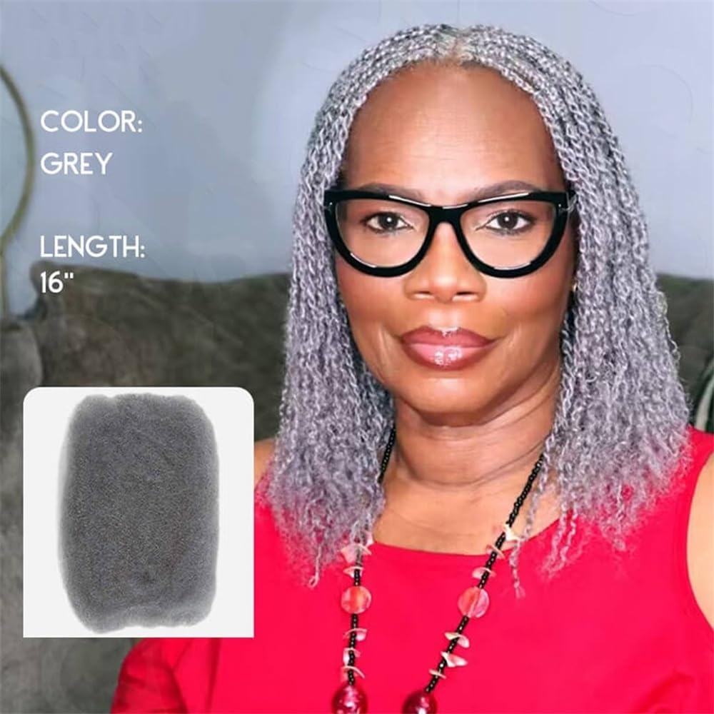 Zaplatanie włosów Afro Kinky Ludzkie Włosy Warkocze Włosy do Dredów, Naprawy Loków, Skręty - 50G/Opakowanie Szare Przedłużanie dredów(14inches)