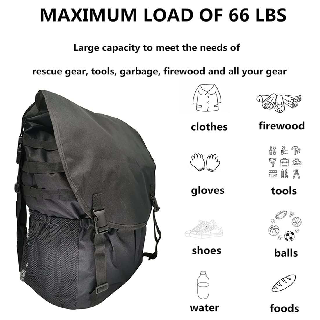 Sac Poubelle de Pneu de Secours Sac de Rangement ExtéRieur pour UTV SUV RV Camion éQuipement de RéCupéRation Tout-Terrain RéGlable Universel