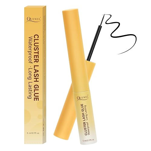 Miniatura 10 de QUEWEL Pegamento de pestañas en racimo negro para extensiones de pestañas, fijación fuerte y resistente al agua, pegamento suave para pestañas