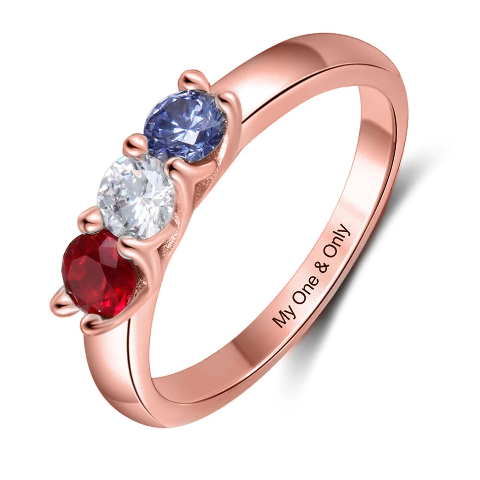 Mothers Day Gifts 10K 14K 18K Solid Gold Customized Mom Ring 2-4 Birthstones Personalized Family Names Ring Jewelry Gifts for Mothers Wife Mom