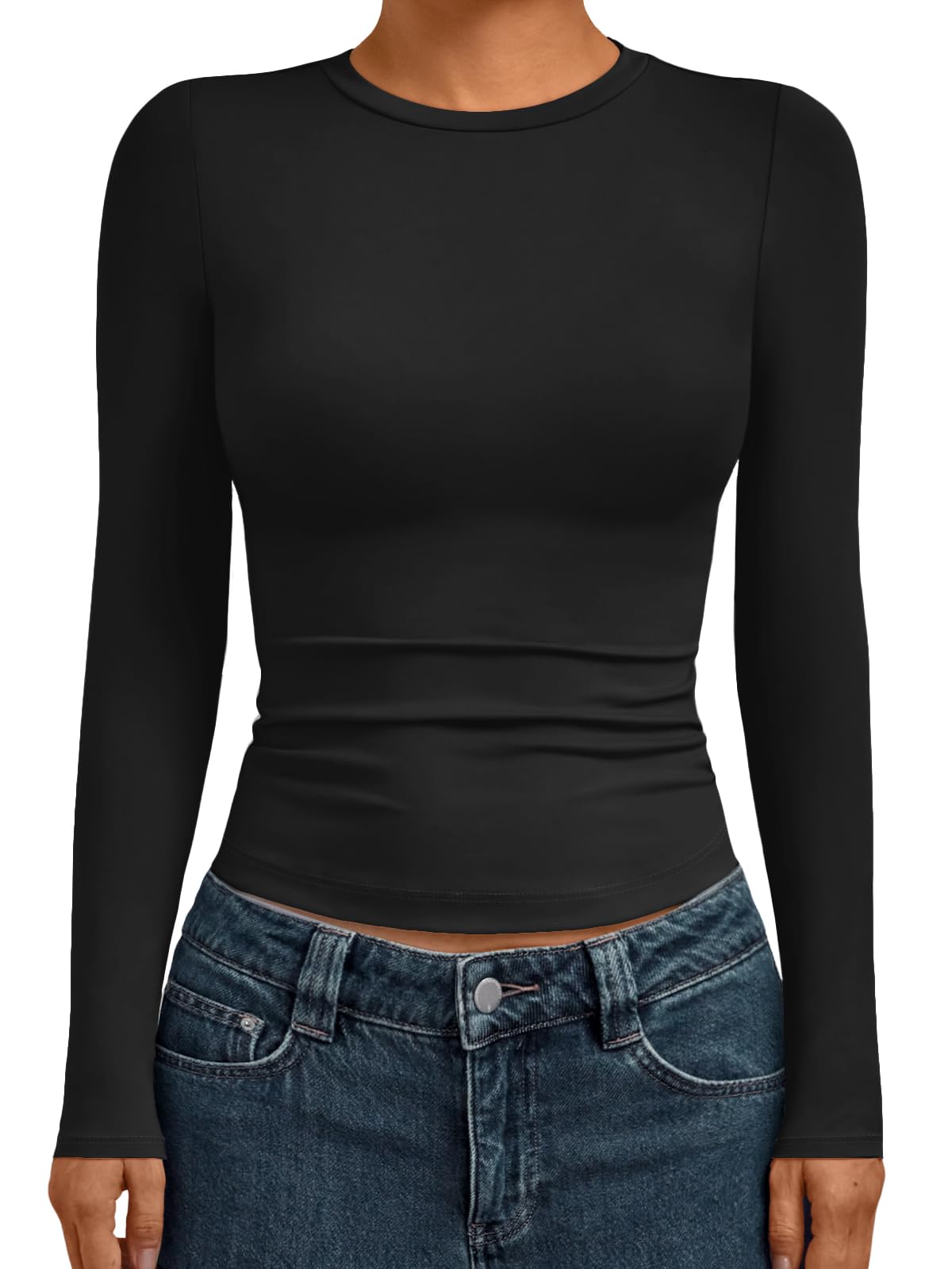 AUTOMET Womens Long Sleeve Shirts Basic Compression Going Out Crop Tops Fall Fashion Y2K Clothes 2025
