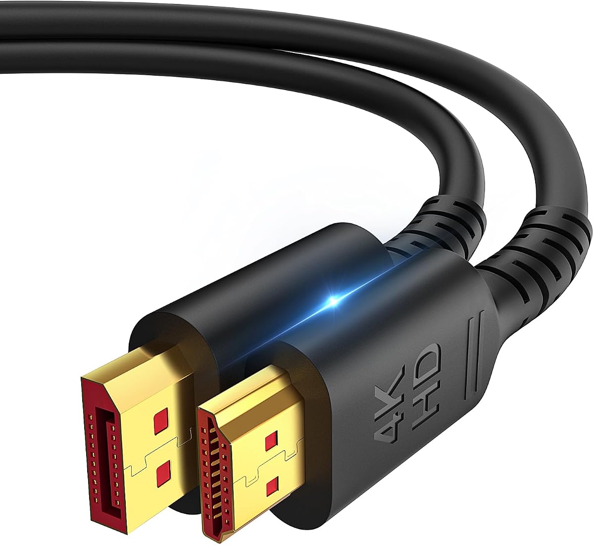 4K DisplayPort to HDMI Cable for Monitor HDTV Dell Computers - in-Wall CL3 Rated, Uni-Directional DP Port Male to HDMI Adapter Cord, Video UHD 4K60Hz 2K Compatible - Black 25FT