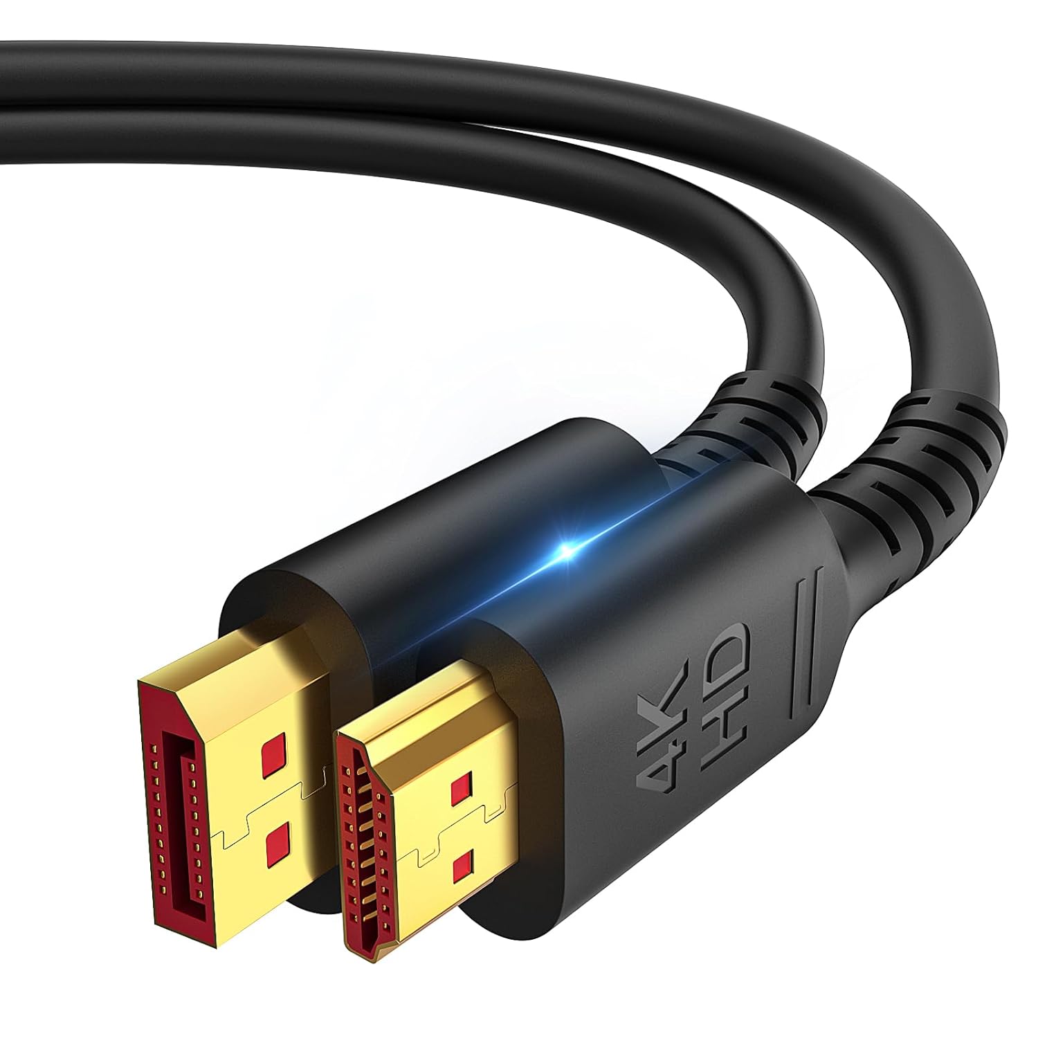 4K DisplayPort to HDMI Cable for Monitor HDTV Dell Computers - in-Wall CL3 Rated, Uni-Directional DP Port Male to HDMI Adapter Cord, Video UHD 4K60Hz 2K Compatible - Black 30FT