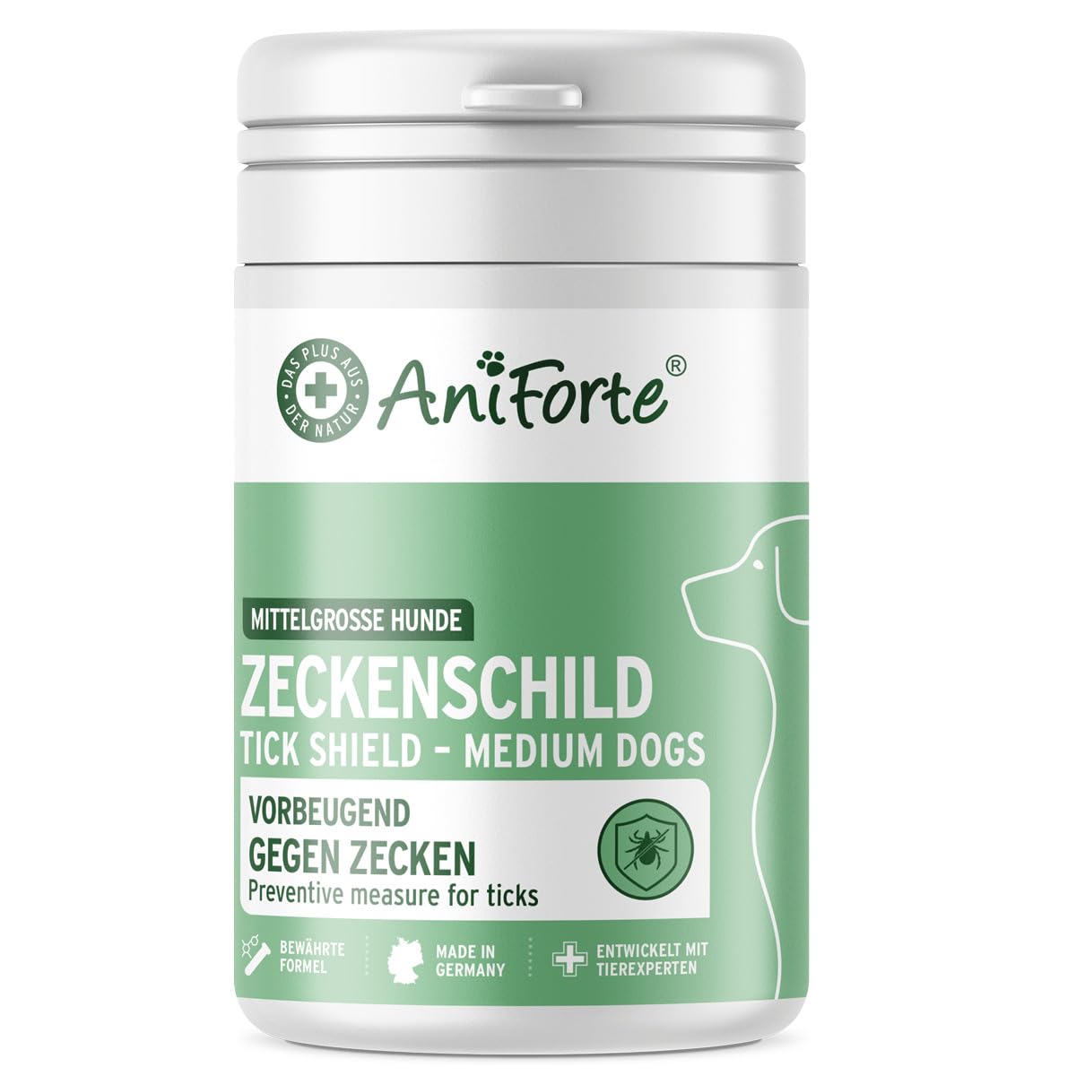 AniForte Zeckenschild für Hunde (Gewicht 10-35 kg) 60 Kapseln – Zeckenschutz Hund, unterstützt den Schutz gegen Zecken, natürlich & effektiv für Junior, Adult & Senior geeignet