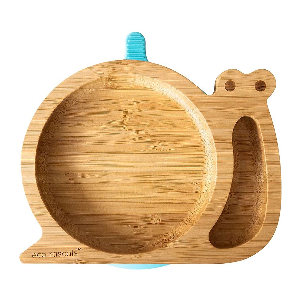 Eco Rascals 793591755731 Plato Infantil Bambu00fa Natural, Azul