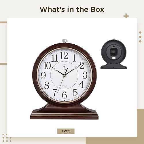 Miniatura 2 de 10-Inch Vintage Mantel Clock, Retro Silent Desk Clock, Large Luminous Dial, Elegant Office Gift