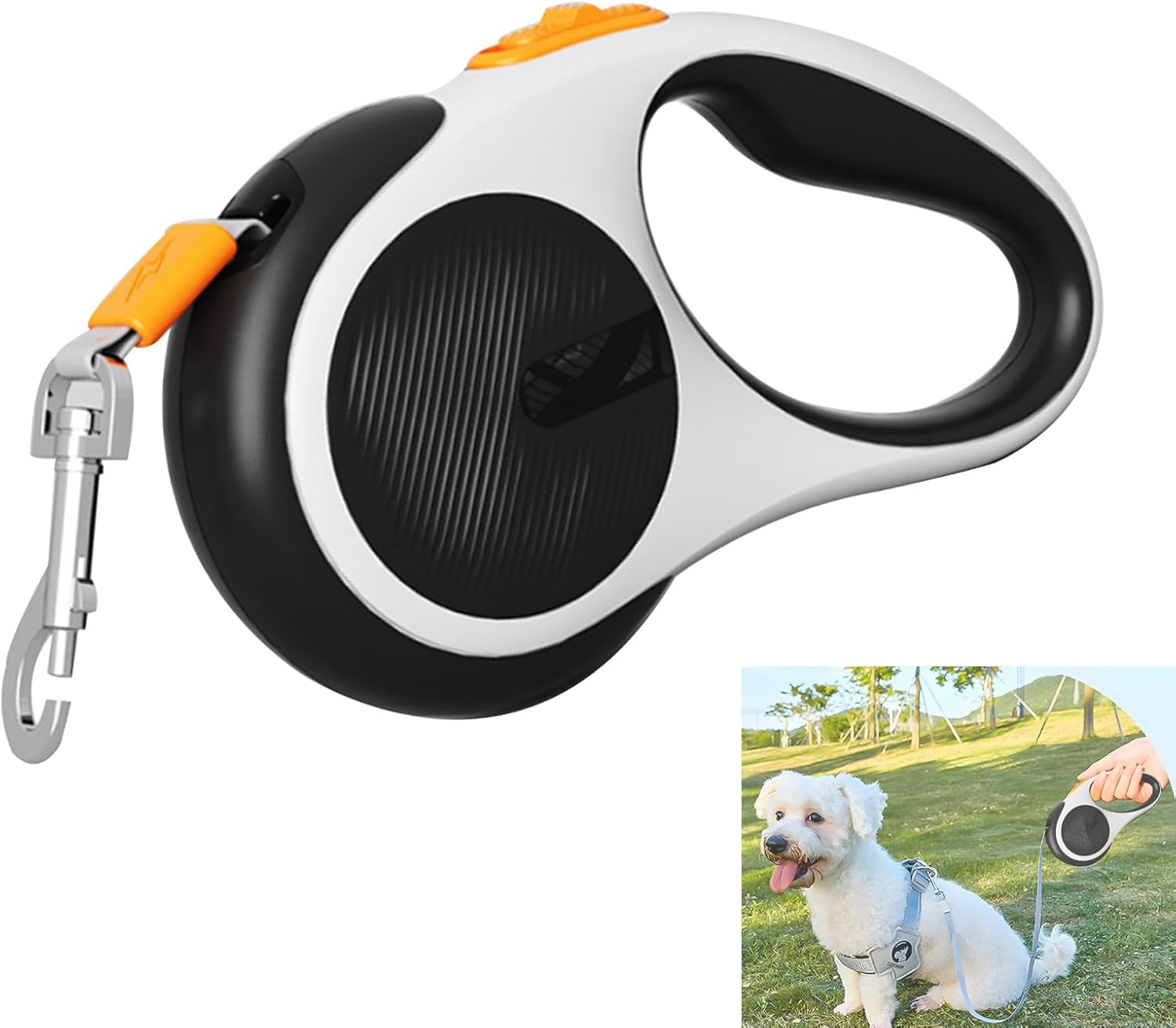 Retractable Dog Lead, 5M/16FT Extendable Dog Lead 360° Tangle-Free Dog Leash Heavy Duty with Non-Slip Handle and Quick Brake Button Extension Lead for Small Medium Dogs -Black