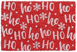 Nicola Spring 1x 40x60cm Red Ho Ho Ho Door Mat - Non-Slip Natural Coir Indoor Outdoor Welcome Mats