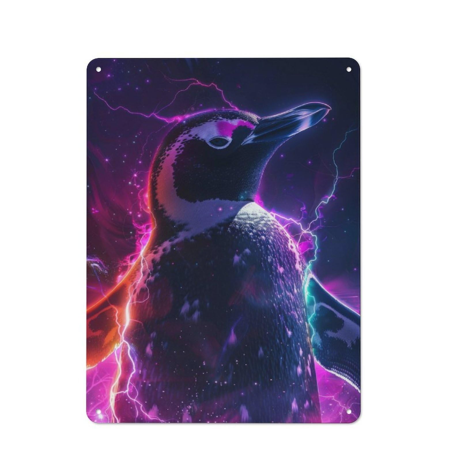 Junmoney Penguin Space Animal Metal Plaque 40X30cm With For Pub Or Café, Rustic Decor, For Garage, Workshop And Man Cave Decoration
