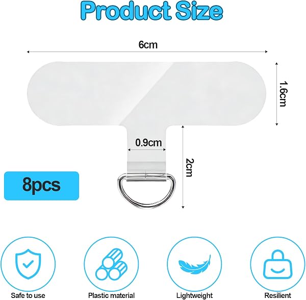 6 Pieces Mobile Phone Lanyard Patch, Anti-Drop Adapter for Mobile Phone, Soft Material Anti-Break, Ultra-Thin Without Adhesive, Mobile Phone Accessories Compatible with All Cases - 2